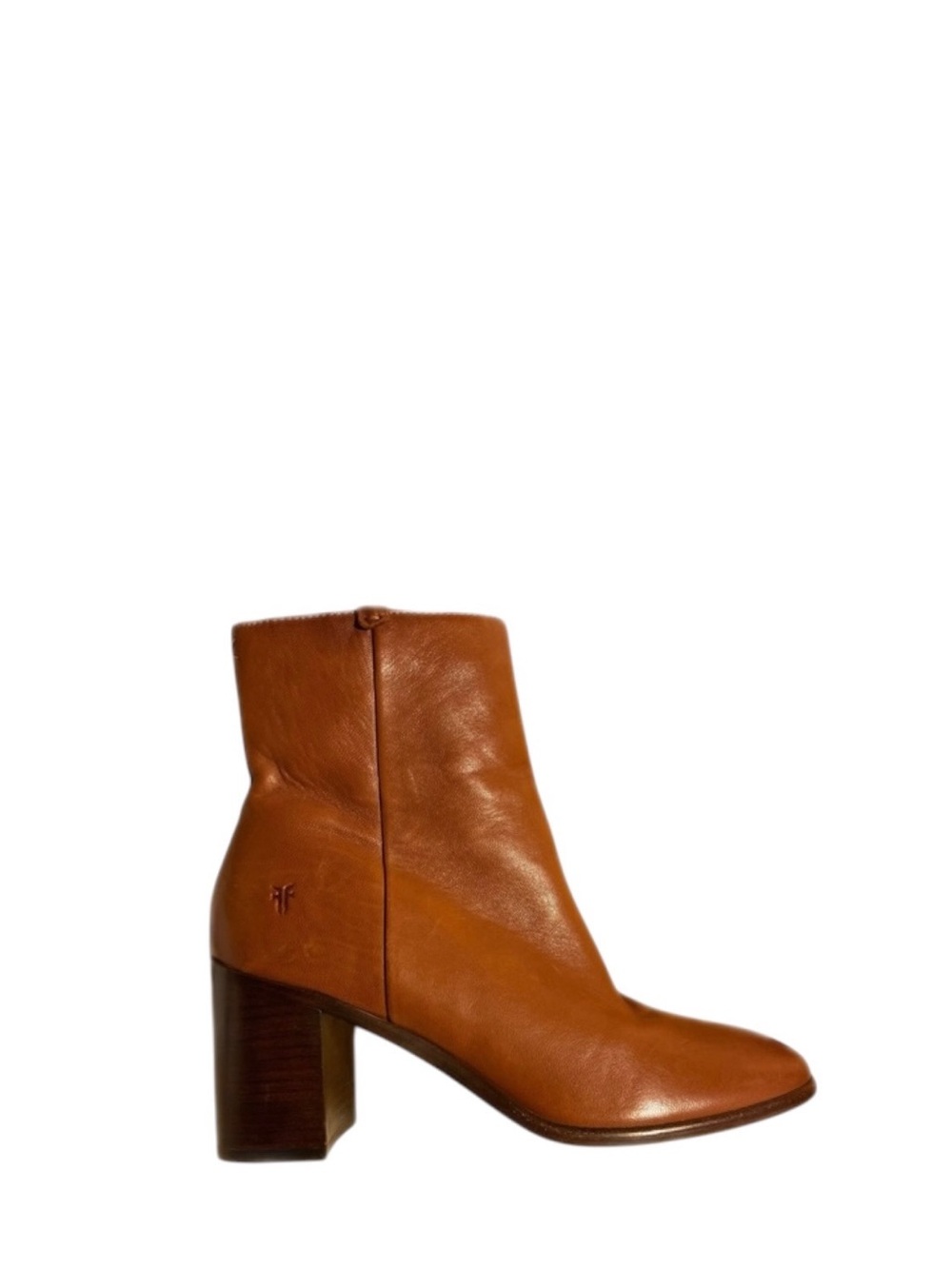 Frye Julia Leather Side Zipper 3" Block Heel Low Shaft Boots, Size 7.5